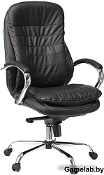 Кресло руководителя Бюрократ T-9950 черный кожа крестов. металл хром