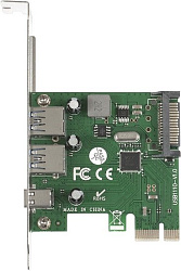 Контроллер ExeGate EXE-323 PCI-E 2.0, 2*USB3.0 ext + 1*Type-C, разъем доп.питания (OEM) EX283719RUS