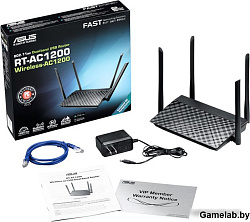 ASUS RT-AC1200 // роутер 802.11b/g/n/ac, до 300 + 867Мбит/c, 2,4 + 5 гГц, 4 антенны, USB ; 90IG0211-