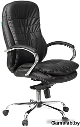 Кресло руководителя Бюрократ T-9950 черный кожа крестов. металл хром