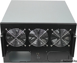 Корпус для майнинга Exegate Pro 6-470 <без БП, 2*USB, 3*fan 120мм, места под: 6 видеокарт, 2 БП>