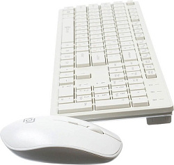 Клавиатура + мышь Oklick 240M клав:белый мышь:белый USB беспроводная slim Multimedia
