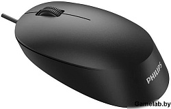 Philips Проводная Мышь SPK7207 3кнопки, USB 2.0, 1200dpi, Чёрный