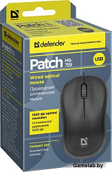 Мышь Defender Patch MS-759 Black USB проводная, оптическая, 1000 dpi, 2 кнопки + колесо
