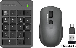 Числовой блок + мышь A4Tech Fstyler FG1600C Air клав:серый мышь:серый USB беспроводная slim (FG1600C