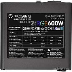 Блок питания Thermaltake Toughpower GX1 RGB 600W (PS-TPD-0600NHFAGE-1) v.2.4,A.PFS,80 Plus Gold,Fan 
