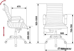 Кресло руководителя Бюрократ CH-883-LOW слоновая кость искусственная кожа низк.спин. крестовина мета