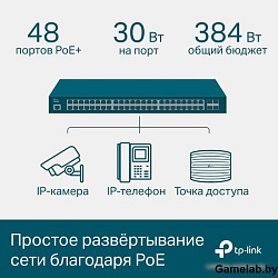 TP-Link JetStream управляемый PoE-коммутатор уровня 2+ на 48 гигабитных портов и 4 гигабитных uplink