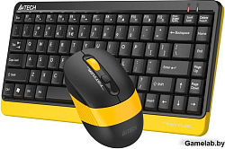 Клавиатура + мышь A4Tech Fstyler FG1110 клав:черный/желтый мышь:черный/желтый USB беспроводная Multi