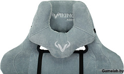 Кресло игровое Бюрократ VIKING KNIGHT Fabric серо-голубой Light-28 с подголов. крестовина металл