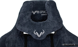 Кресло игровое Бюрократ VIKING KNIGHT Fabric синий Light-27 с подголов. крестовина металл