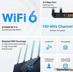 TP-LINK Archer AX55 Pro AX3000 Двухдиапазонный роутер Wi-Fi 6 AX3000 Двухдиапазонный роутер Wi-Fi 6