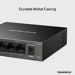 MERCUSYS MS105GS, 5-портовый гигабитный настольный коммутатор,стальной настольный корпус, возможност