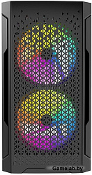 Корпус Powercase Mistral Micro Z3B Mesh LED, Tempered Glass, 2x 140mm + 1х 120mm 5-color fan, чёрный