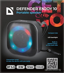 Акустическая система BT/LIGHT/400MAH ENJOY 10 BLACK 65009 DEFENDER