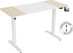 Стол для компьютера Cactus подъёмный столешница МДФ белый дуб молочный каркас белый (CS-EDL-WWD)