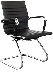 Кресло Бюрократ CH-883-LOW-V черный искусственная кожа низк.спин. полозья металл хром