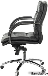 Кресло руководителя Бюрократ T-9927SL-LOW черный кожа низк.спин. крестов. металл хром