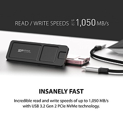 Накопитель SSD Silicon Power USB-C 512GB SP512GBPSDPX10CK PX10 1.8" черный