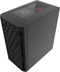 Корпус Powercase Mistral Micro T3B, Tempered Glass, Mesh, 2x 140mm + 1х 120mm 5-color fan, чёрный, m