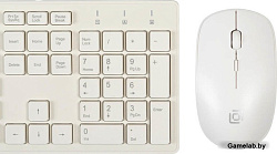 Клавиатура + мышь Oklick 240M клав:белый мышь:белый USB беспроводная slim Multimedia