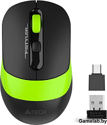Мышь A4Tech Fstyler FG10CS Air черный/зеленый оптическая (2000dpi) silent беспроводная USB для ноутб