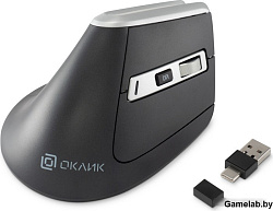 Мышь Оклик 991MW серый оптическая (2400dpi) silent беспроводная BT/Radio USB для ноутбука (7but)