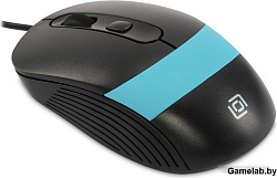 Мышь Оклик 310M черный/синий оптическая (2400dpi) USB для ноутбука (4but)