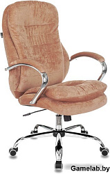 Кресло руководителя Бюрократ T-9950SL Fabric светло-коричневый Velvet 90 крестов. металл хром
