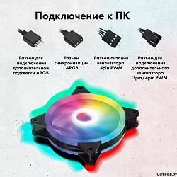 Вентилятор GMNG GG-CF120ARGB2-PWMBK ARGB 120x120x25mm черный 4-pin Ret
