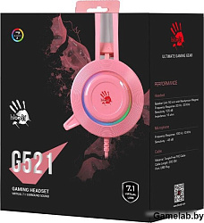 Наушники с микрофоном A4 Bloody G521 розовый 2.3м мониторные USB оголовье (G521 ( PINK ))