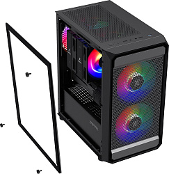 Корпус XASTRA  A303M 3FRGB Black mATX/Mesh/ tempered glass / 2x140mm + 1x120mm  FRGB fans/ A303M-2FC