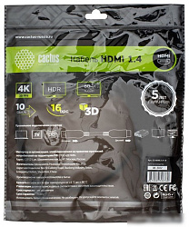 Кабель аудио-видео Cactus CS-HDMI.1.4-1.8 HDMI (m)/HDMI (m) 1.8м. Позолоченные контакты черный