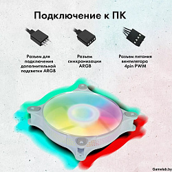 Вентилятор GMNG GG-CF120ARGB4-PWMWH ARGB 120x120x25mm белый 4-pin 20-28dB 129gr Ret