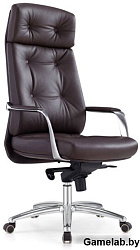 Кресло руководителя Бюрократ _DAO коричневый кожа с подголов. крестовина алюминий