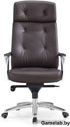 Кресло руководителя Бюрократ _DAO коричневый кожа с подголов. крестовина алюминий