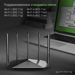 Роутер беспроводной Digma DWR-AX1501 AX1500 10/100/1000BASE-TX черный (упак.:1шт)