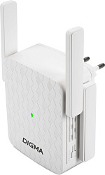 Повторитель беспроводного сигнала Digma D-WR310 (D-WR310V2) N300 Wi-Fi белый