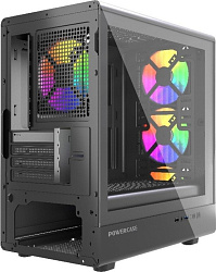 Корпус Powercase Mistral Micro C4B ARGB, Tempered Glass, 4x 120mm ARGB PWM Fan, чёрный, mATX  (CMMCB