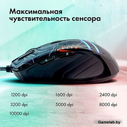 Мышь GMNG XM007 черный/серый оптическая (10000dpi) USB для ноутбука (7but)