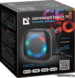 Акустическая система BT/LIGHT/400MAH ENJOY 10 BLACK 65009 DEFENDER
