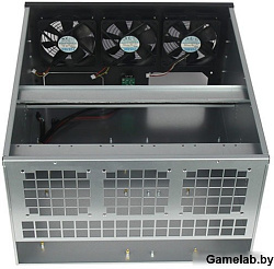 Корпус для майнинга Exegate Pro 6-470 <без БП, 2*USB, 3*fan 120мм, места под: 6 видеокарт, 2 БП>