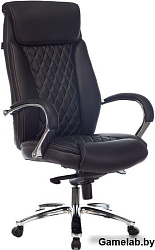 Кресло руководителя Бюрократ T-9924SL черный кожа крестов. металл хром