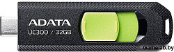 Флеш Диск A-Data 32Gb Type-C UC300 ACHO-UC300-32G-RBK/GN USB3.2 черный/зеленый