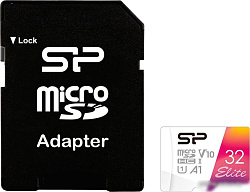 Флеш карта microSDHC 32Gb Class10 Silicon Power SP032GBSTHBV1V20SP Elite + adapter
