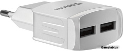 Сетевой адаптер Defender UPA-22 белый, 2xUSB, 2.1А