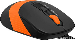 Мышь A4Tech Fstyler FM10S черный/оранжевый оптическая (1600dpi) silent USB (3but)