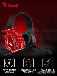Наушники с микрофоном A4Tech Bloody G230p черный 2м накладные оголовье (G230P)