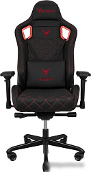 Кресло игровое Knight Titan черный/красный ромбик эко.кожа с подголов. крестов. металл