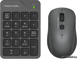 Числовой блок + мышь A4Tech Fstyler FG1600C Air клав:серый мышь:серый USB беспроводная slim (FG1600C